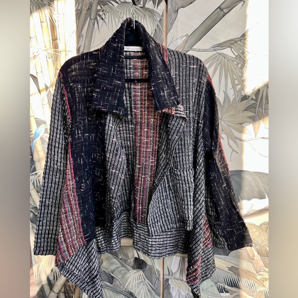Yasuko Kurisaka Handwoven Lightweight Buttoned cardigan sweater One Size